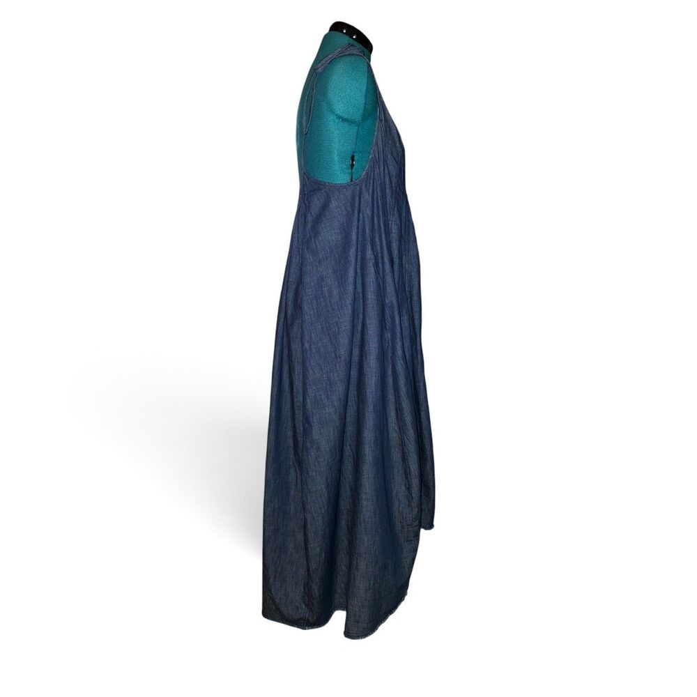Free People Denim Dreams Denim Chambray Tie Shoulder Seamed Midi Sundress XL - Picture 6 of 8